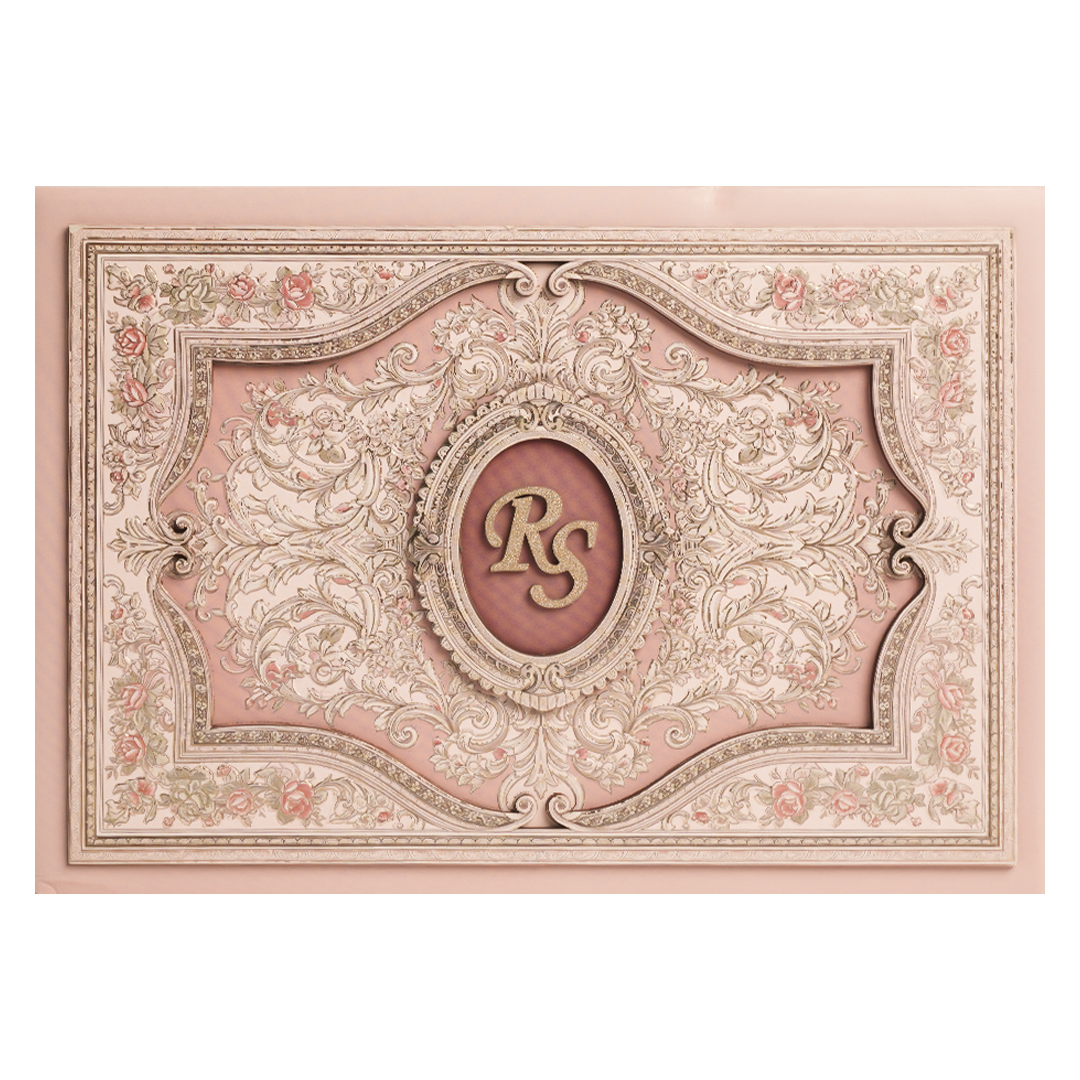 Pink Baroque Floral Wedding Invitation Box-KSI64390