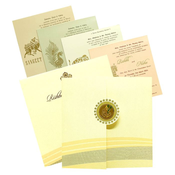 Cream Foil Design Padded Invitation Card-King of Cards