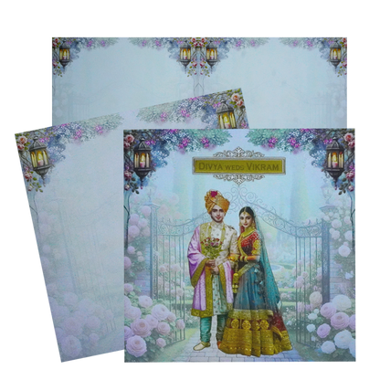 Jade Green Bride and Groom Wedding Card-King of Cards