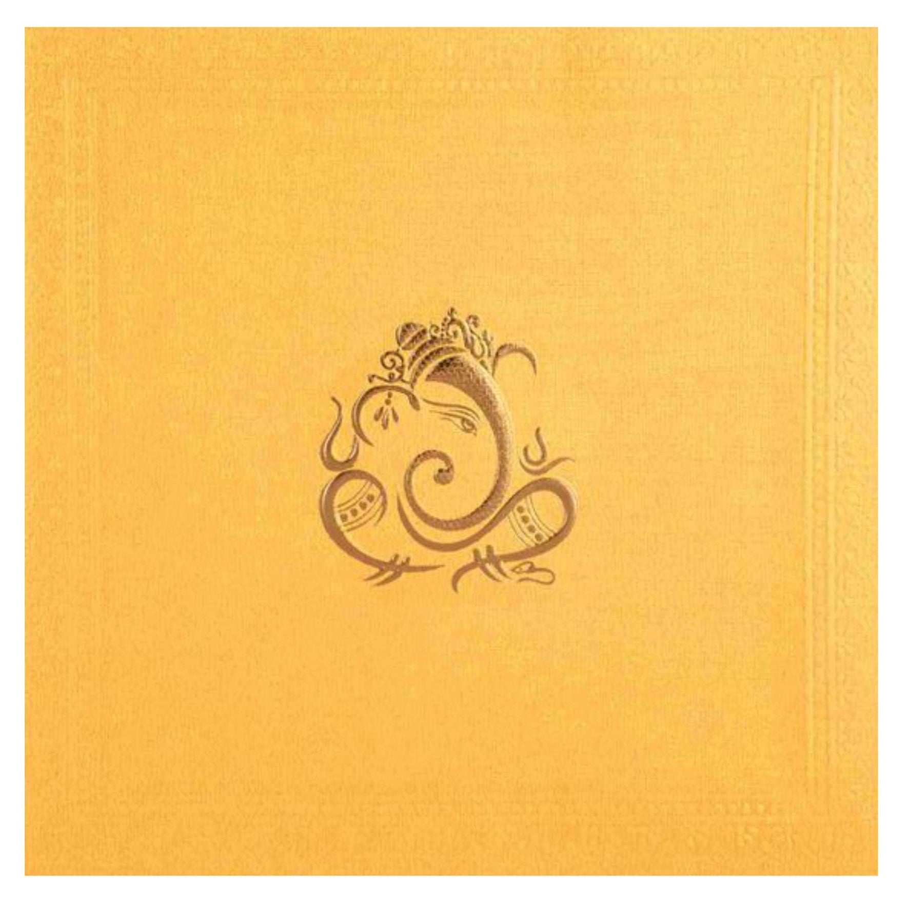 Lovely Embossed Ganesha With Gold Shading Wedding Card