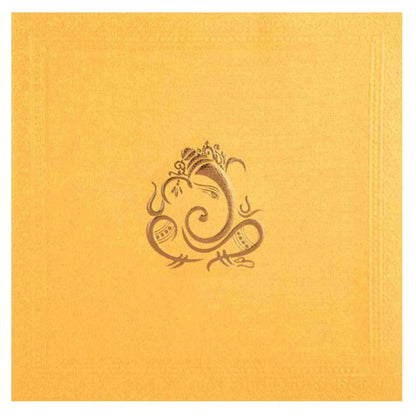 Lovely Embossed Ganesha With Gold Shading Wedding Card