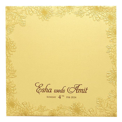 Khaki Brown Floral Box Marriage Card-King of Cards