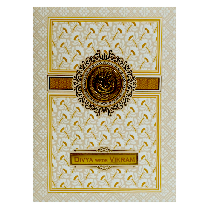 White Ganesha Nameplate Wedding Invitation-King of Cards