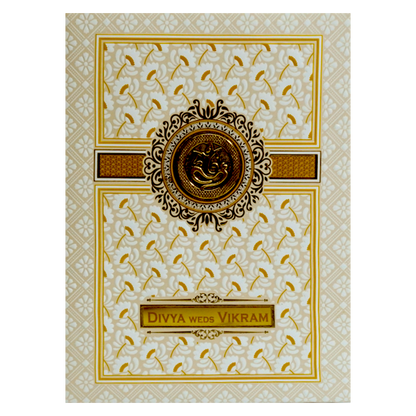 White Ganesha Nameplate Wedding Invitation-King of Cards