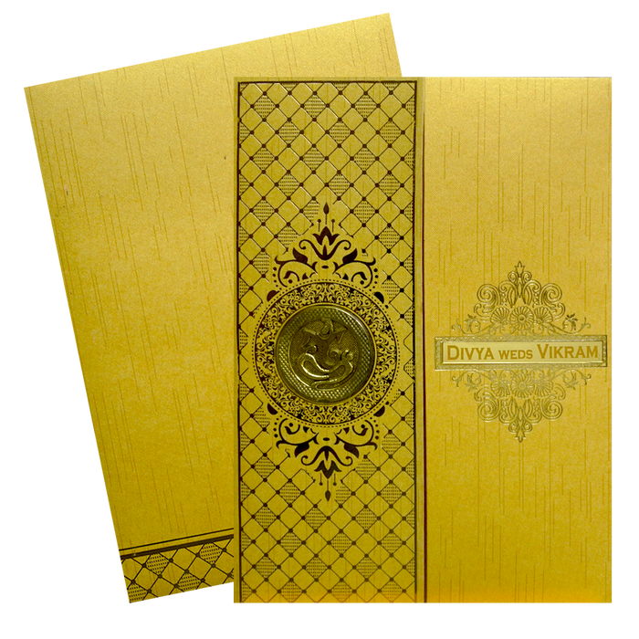 Gold Shiny Door Style Wedding Card-King of Cards
