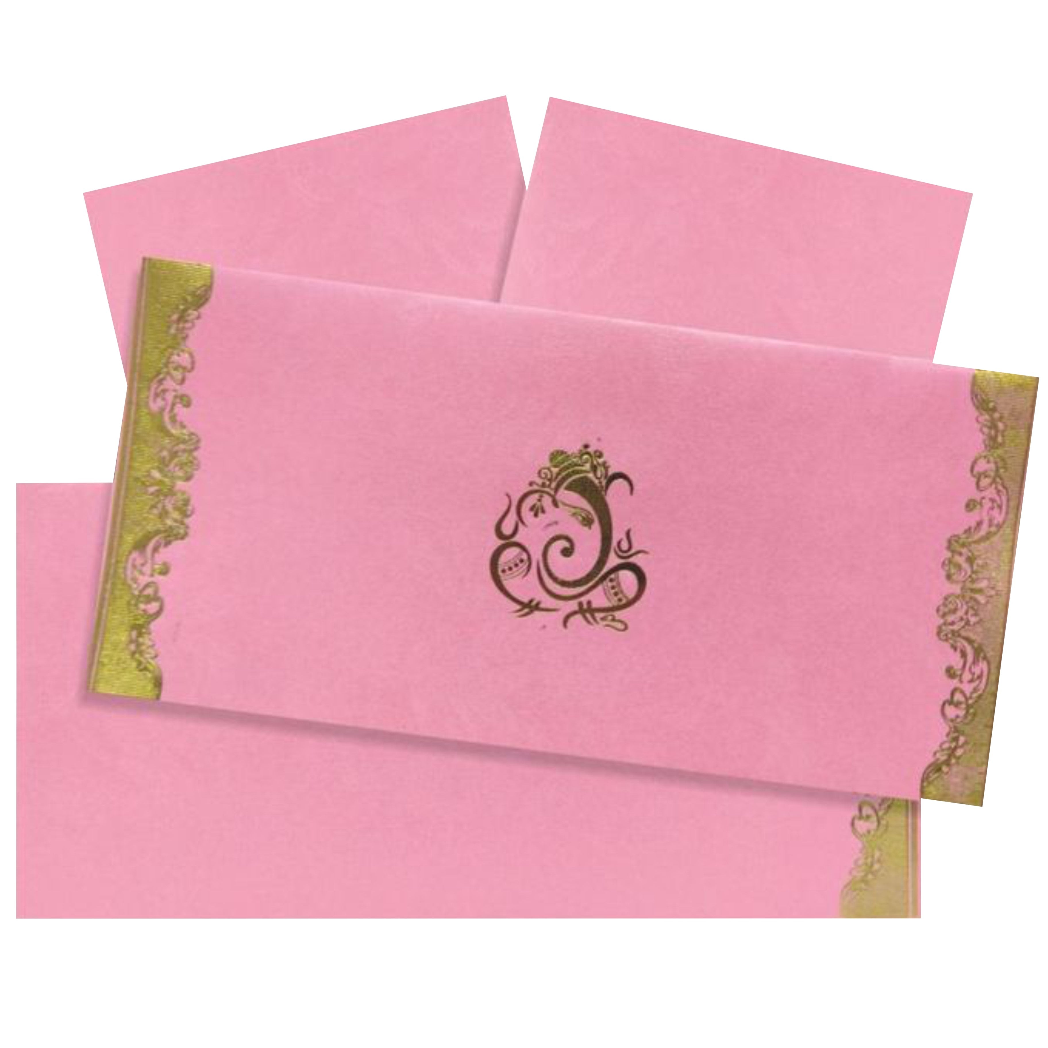 Gorgeous Pink Shading With Gold Foiling Wedding Card-KNK4745