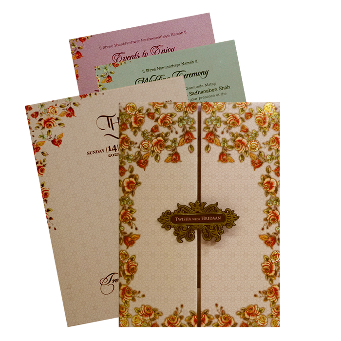 Ivory Padded Invitation Card-King of Cards