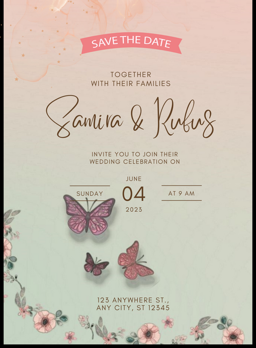 Pastel Butterflies Classic Invitation-AACLS006