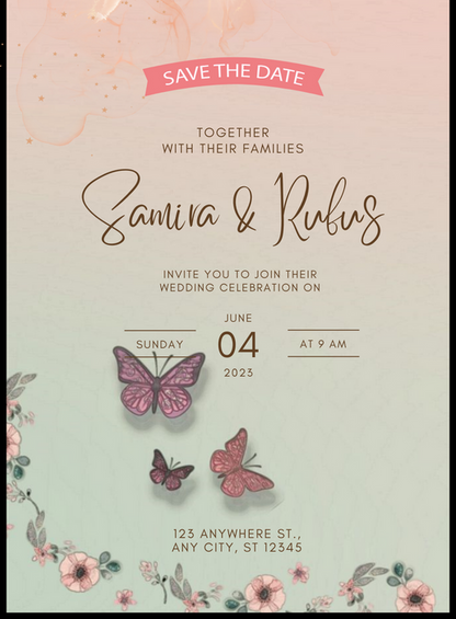 Pastel Butterflies Classic Invitation-AACLS006