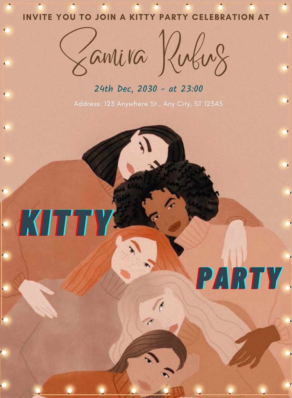 Pastel Girls Kitty Party Invitation-AAKPI005