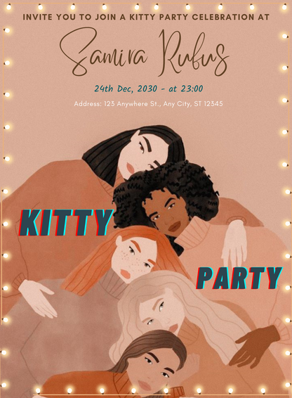 Pastel Girls Kitty Party Invitation-AAKPI005