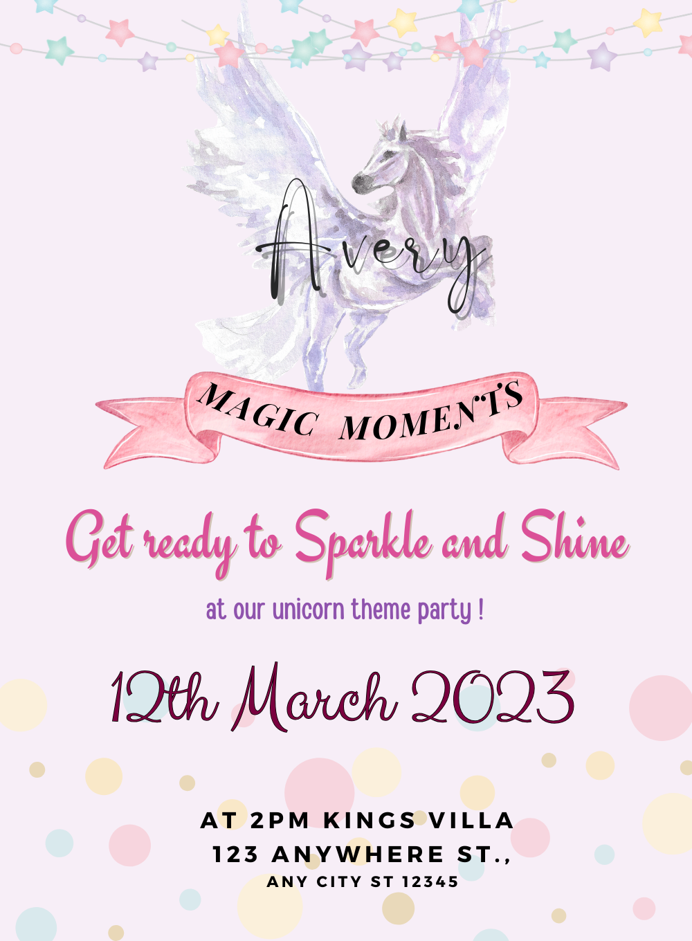 Pastel Pink Unicorns Invitation-AAUNI014