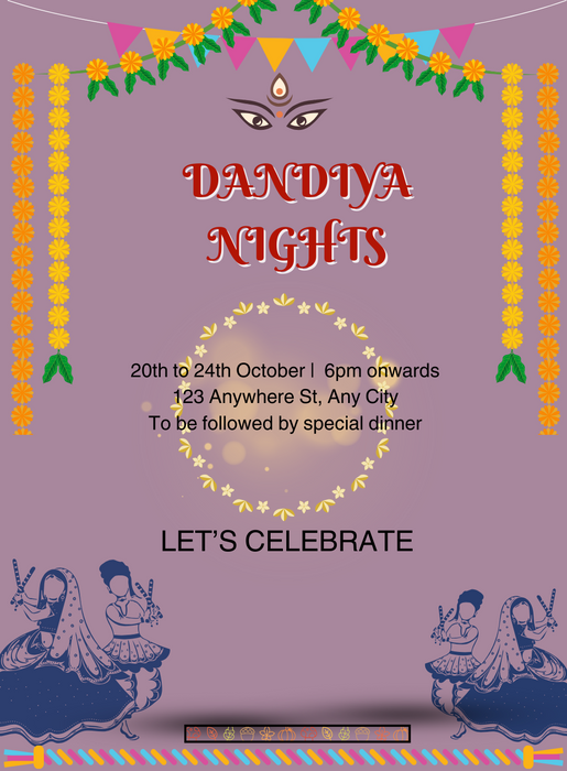 Pastel Purple Dandiya Invitations-AADDI011