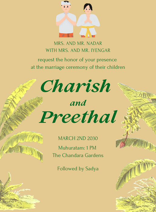 Pastel Yellow South Indian Wedding Invitation-King of Cards