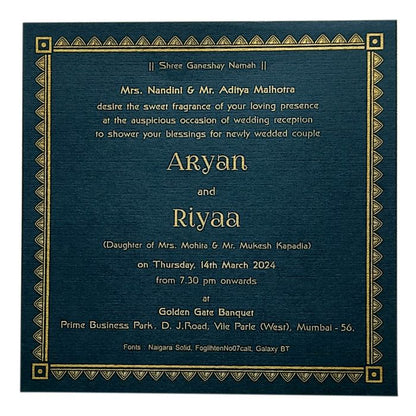 Blue Gold Single Sheet Invitation Card-King of Cards