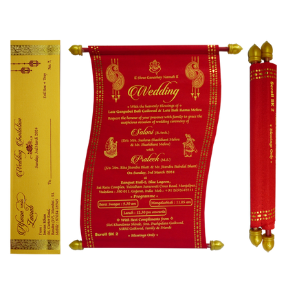 Red Satin Marriage Scroll Card-King of Cards