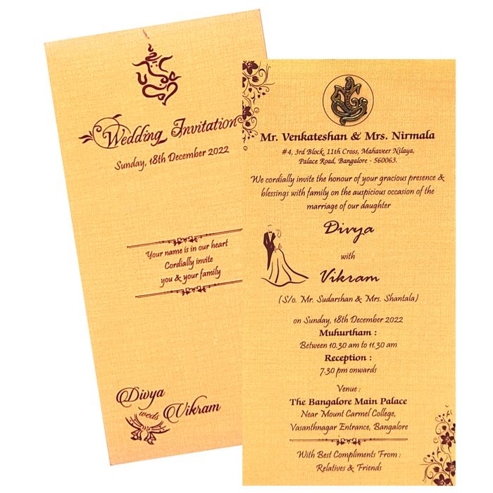 Selling Cream single sheet with ganesha  invitation card online. Buying invitation cards made easy with King of Cards! &amp;