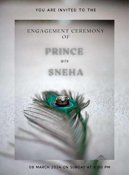 Peacock Blue Engagement Invitation-AAEGI014