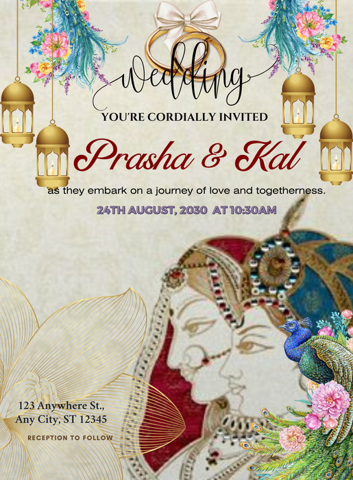 Peacock Paradise Traditional Wedding Invitation-AATWI014