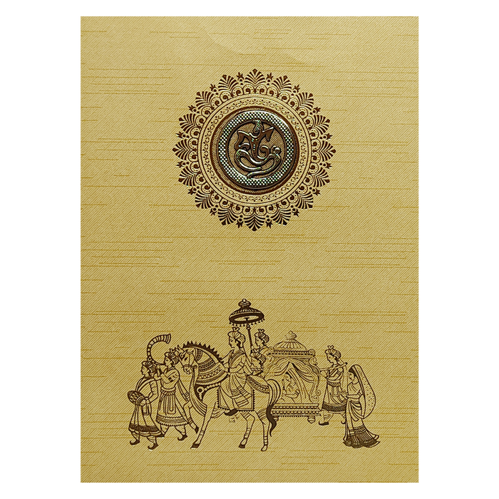 Gold Ganesha Cut Wedding Invitation Card-King of Cards