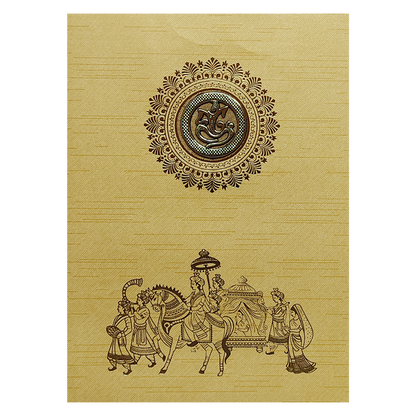 Gold Ganesha Cut Wedding Invitation Card-King of Cards