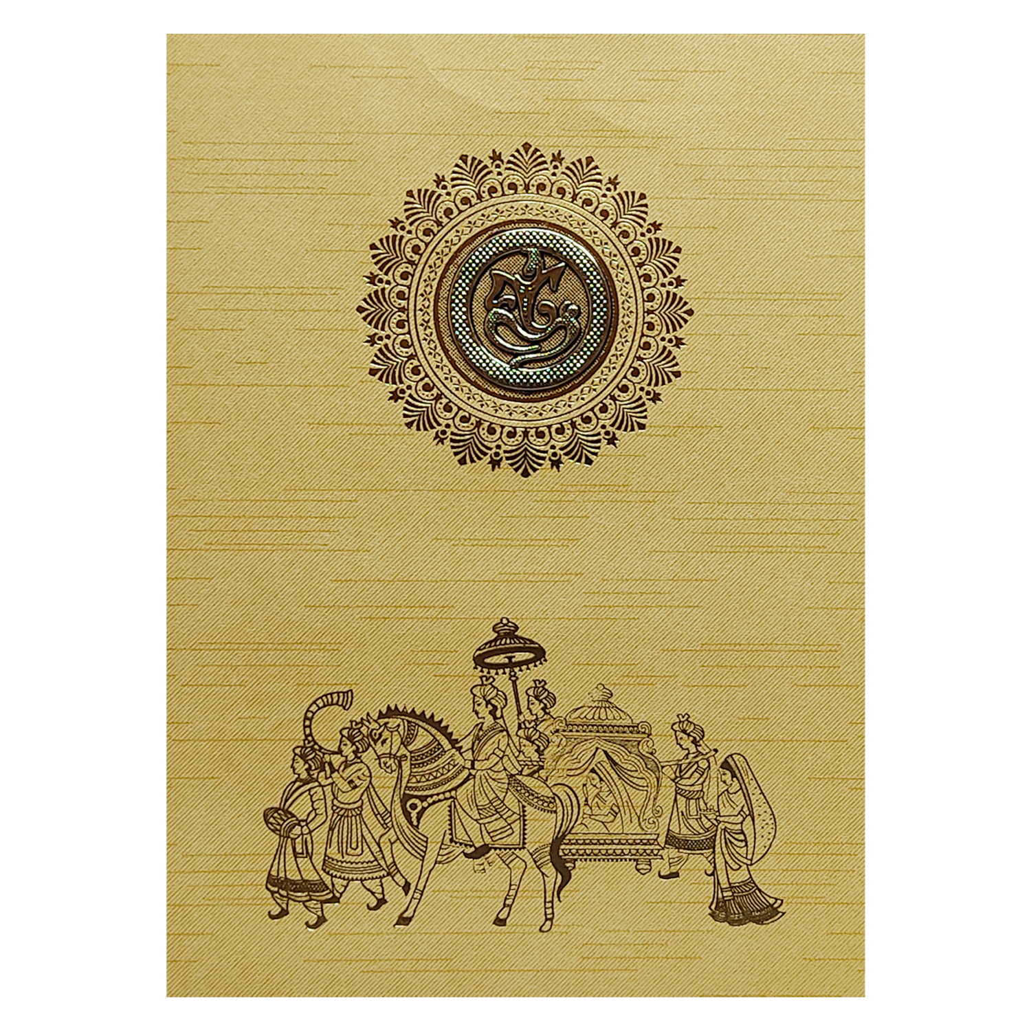 Gold Foil Baraat Ganesha Wedding Card-KNK7055C
