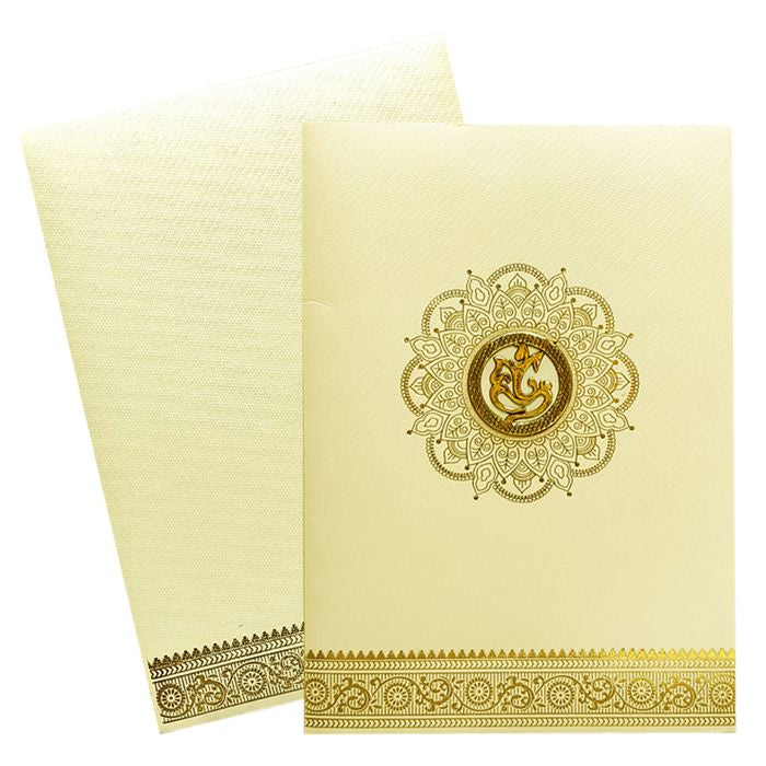 White Ganesha Foil Invitation Card-King of Cards