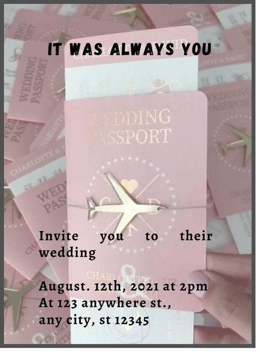 Pink Passport Destination Theme Invitation-King of Cards