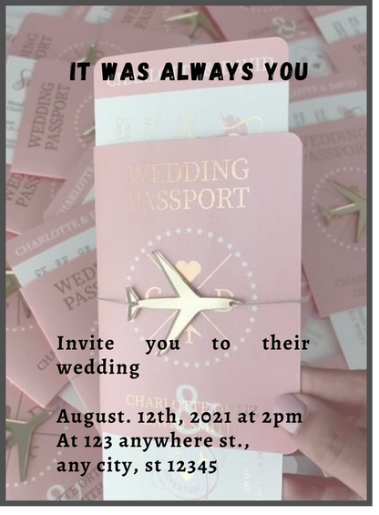 Pink Passport Destination Theme Invitation-AADTI002