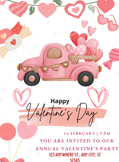 Pink Ladder Valentines Day Invitation-AAVAl009