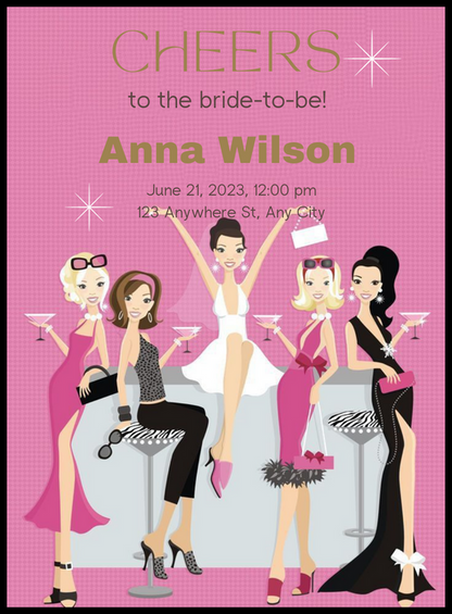 Pink Cheers Bachelorrette Party Invitation-AABCP020