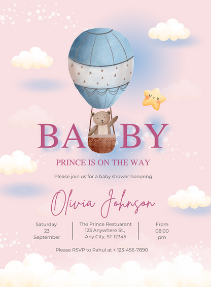Pink Cloud Baby Shower Invitations-AABSW020
