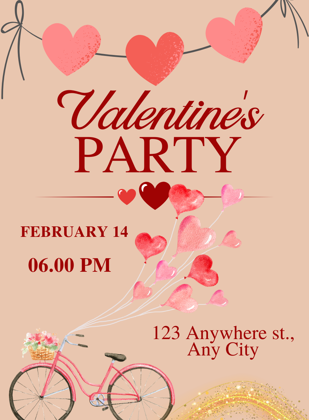 Pink Cycle Valentines Day Invitation-AAVAl006