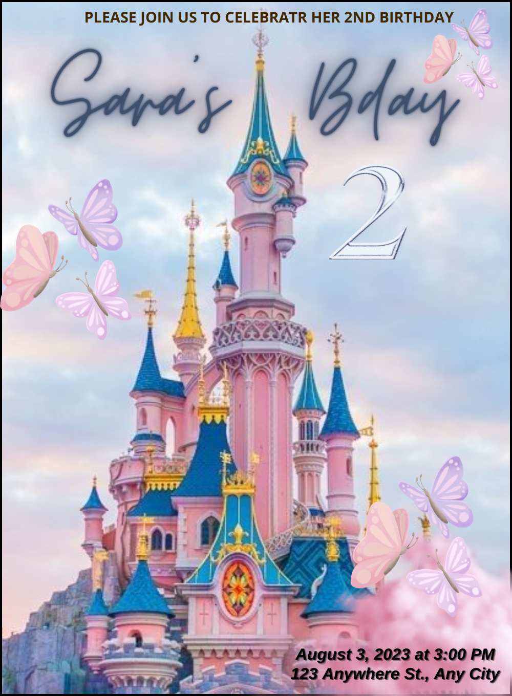 Pink Enchanting Princess &amp; fairytail Invitation-AAPAF003
