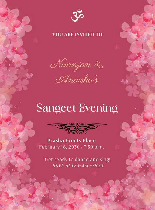 Pink Evening Sangeet Invitations-AASAN017