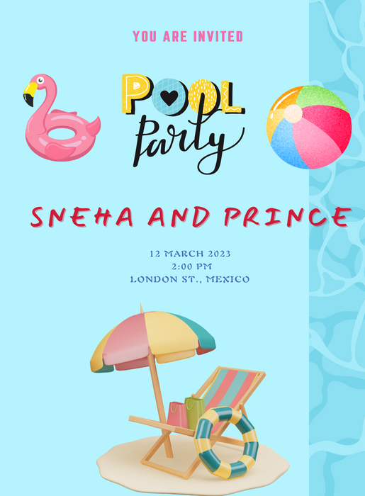 Pink Flamingo Pool Party Invitation-AAPPI013