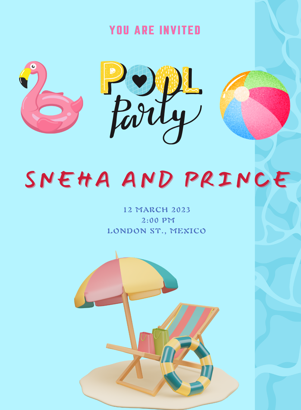 Pink Flamingo Pool Party Invitation-AAPPI013