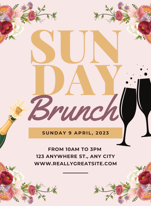 Pink Floral Lunch &amp; Brunch Invitation-AALUB004