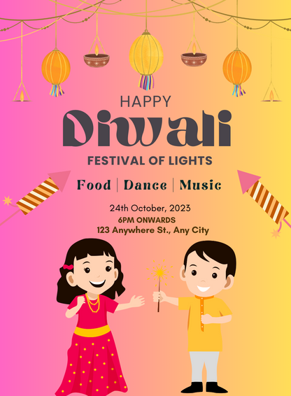 Pink Golden Diwali Invitations-AADWI024