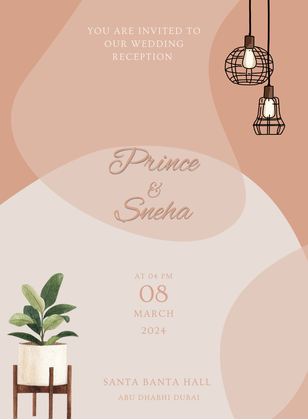 Blush Pink Wedding Reception Invitation-AAWPI013