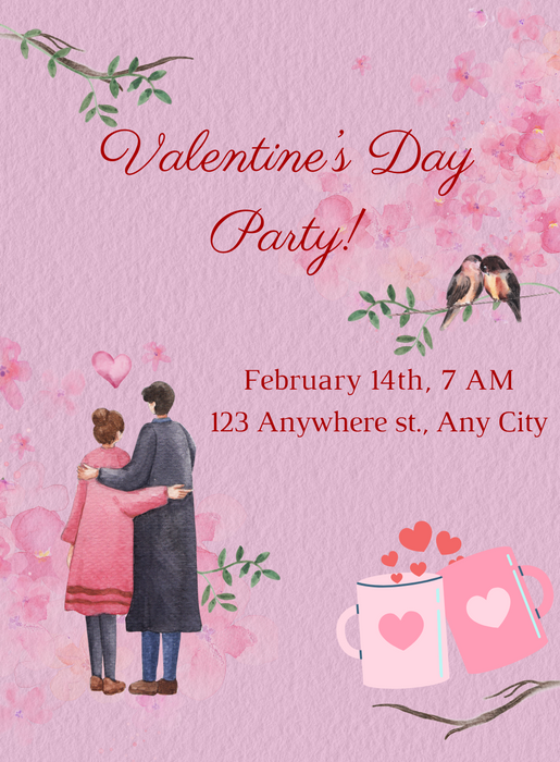 Pink Hearts Valentines Day Invitation-AAVAl003
