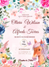 Pink Horse Floral Wedding Invitations-AAFWI024
