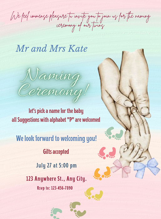 Pink Love Naming Ceremony Invitations-AANCI010