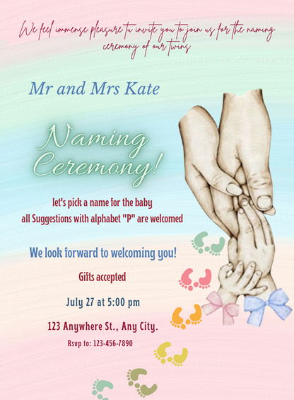 Pink Love Naming Ceremony Invitations-AANCI010