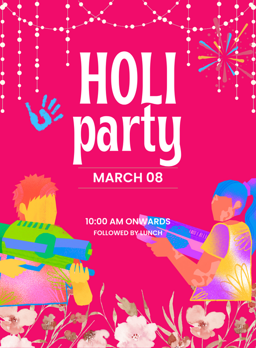 Pink Lovely Holi Party Invitation-AAHPI013