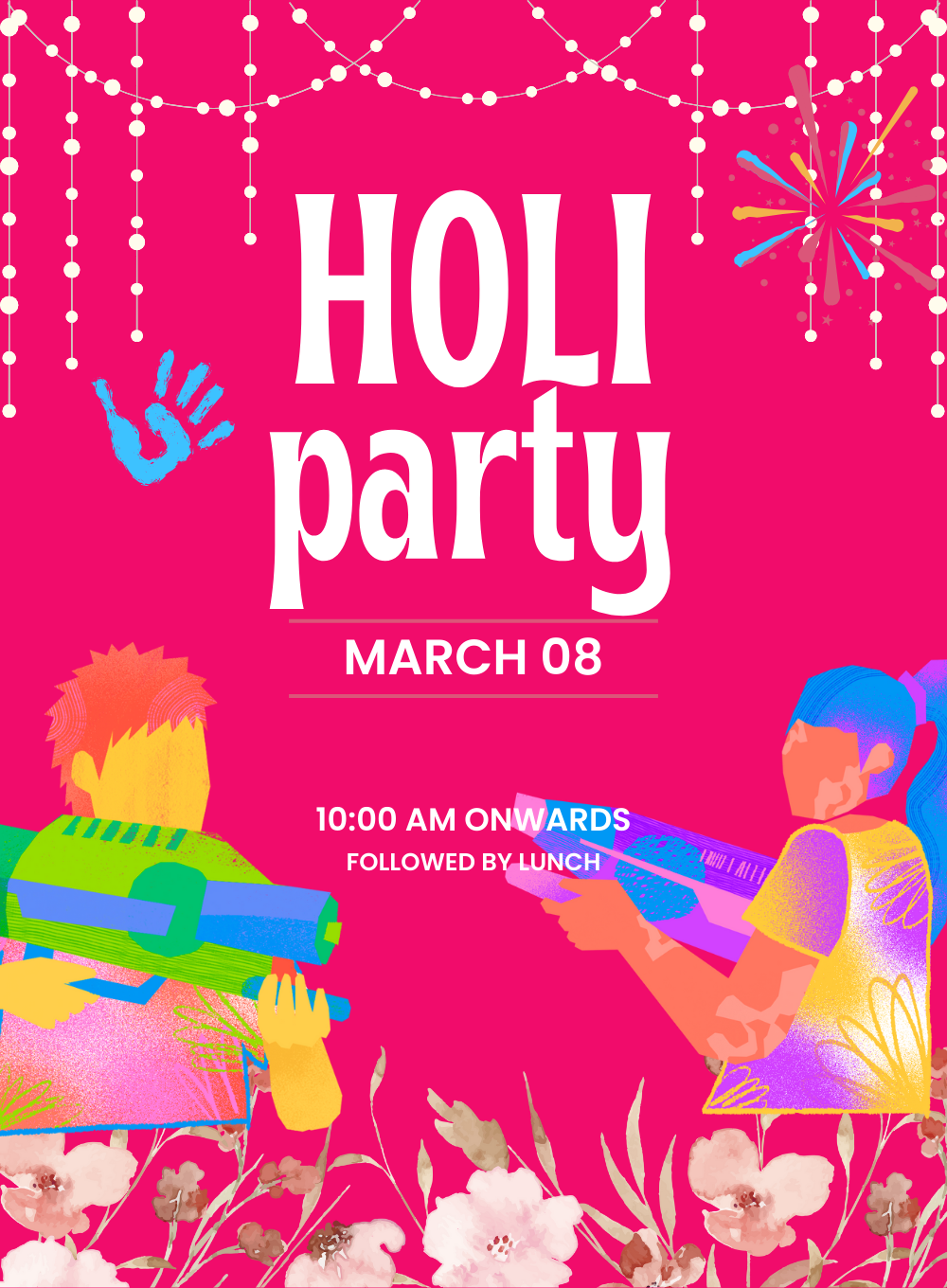 Pink Lovely Holi Party Invitation-AAHPI013