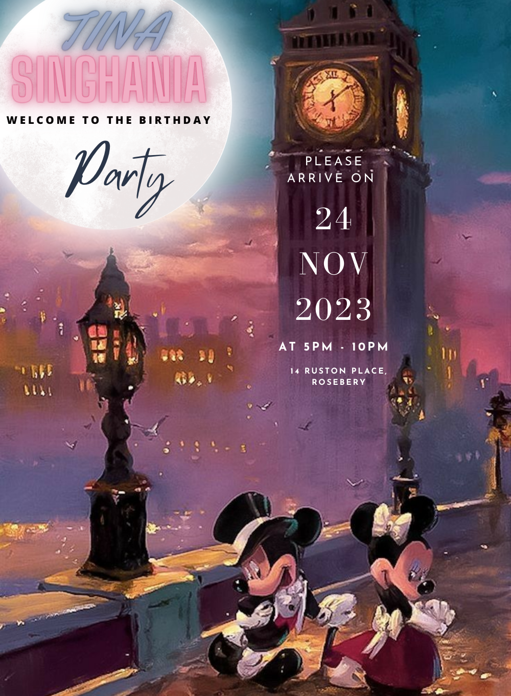 Pink Mickey Princess &amp; fairytail Invitation-AAPAF007