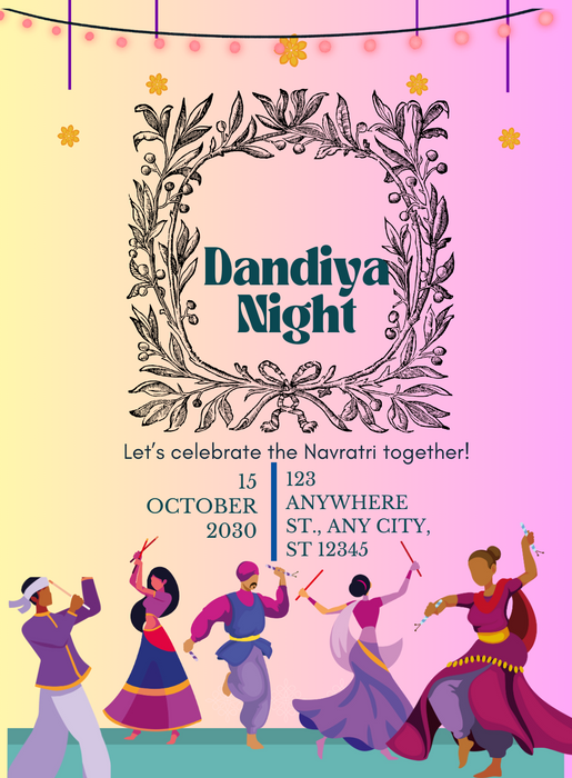 Pink Moves Dandiya Invitations-AADDI007