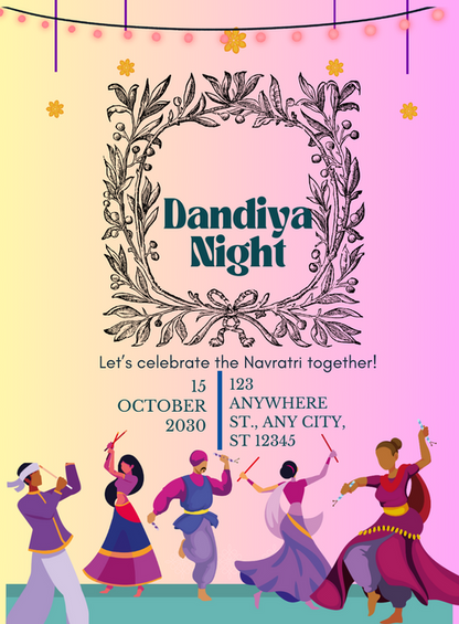 Pink Moves Dandiya Invitations-AADDI007