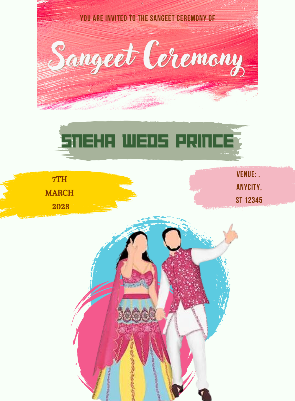 Pink Paint Sangeet Invitation-AASAN008